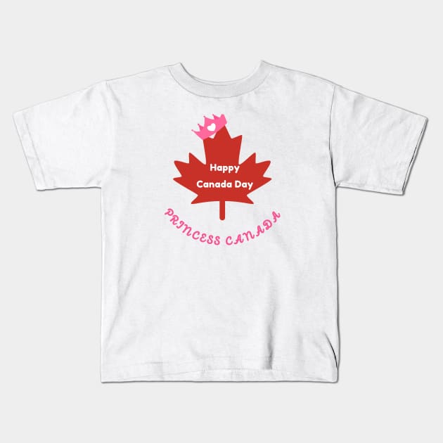 Happy Canada Day Princess Canadian with Crown Kids T-Shirt by Mission Bear